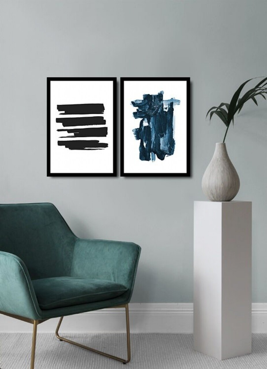 Set 2 tablouri decorative, Alpha Wall, Dark Abstract, 36x51 cm - imagine 3